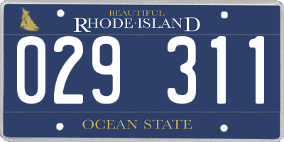 RI license plate 029311