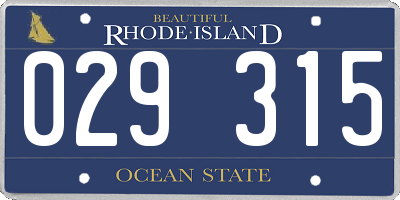 RI license plate 029315