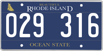 RI license plate 029316