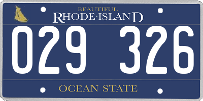 RI license plate 029326