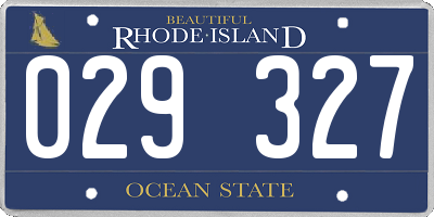 RI license plate 029327