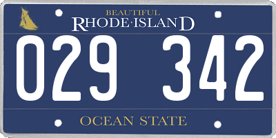 RI license plate 029342
