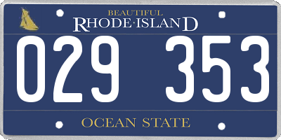 RI license plate 029353