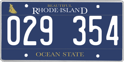 RI license plate 029354