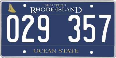 RI license plate 029357