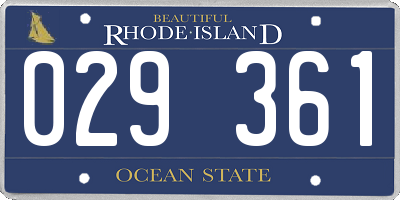 RI license plate 029361