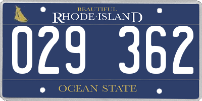 RI license plate 029362