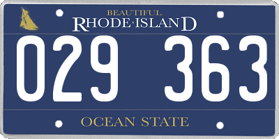 RI license plate 029363