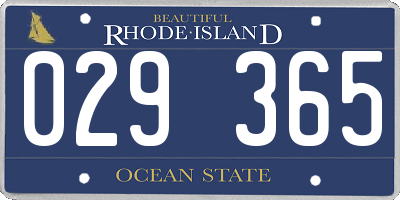 RI license plate 029365