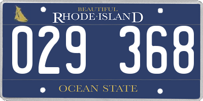 RI license plate 029368