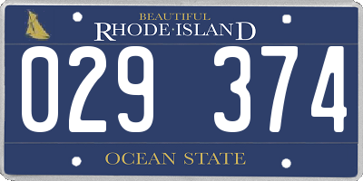 RI license plate 029374