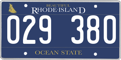 RI license plate 029380