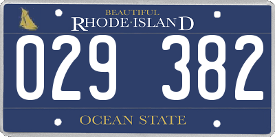 RI license plate 029382