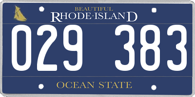 RI license plate 029383