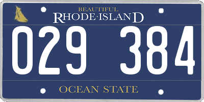 RI license plate 029384