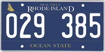 RI license plate 029385