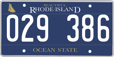 RI license plate 029386