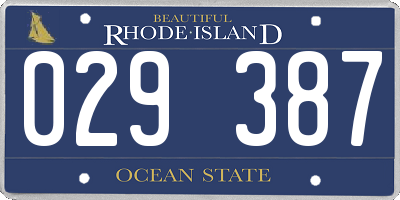 RI license plate 029387