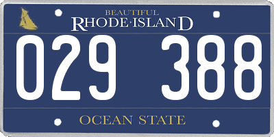 RI license plate 029388