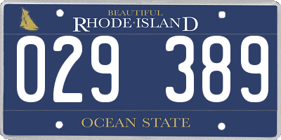 RI license plate 029389