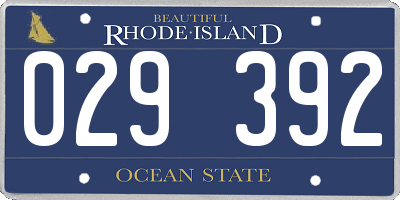 RI license plate 029392