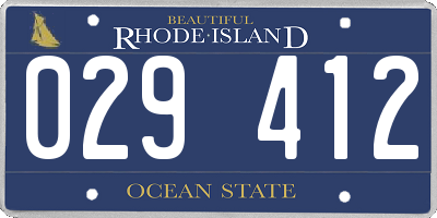 RI license plate 029412