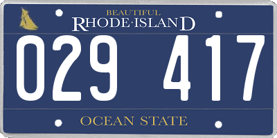 RI license plate 029417