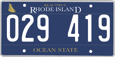RI license plate 029419