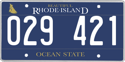 RI license plate 029421