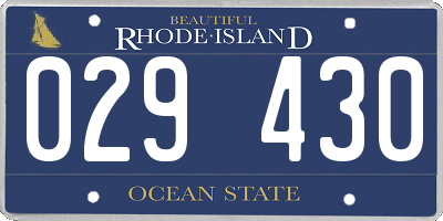 RI license plate 029430