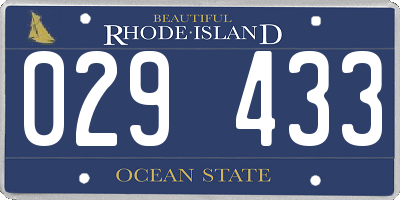 RI license plate 029433