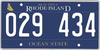 RI license plate 029434