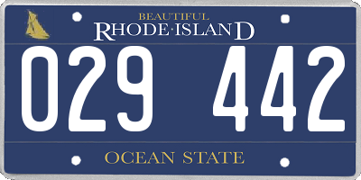 RI license plate 029442