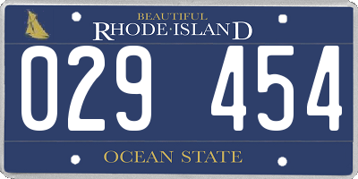 RI license plate 029454