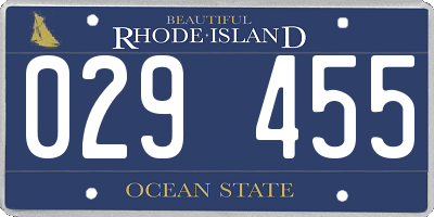RI license plate 029455