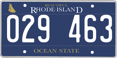 RI license plate 029463