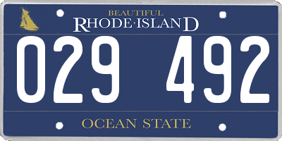 RI license plate 029492