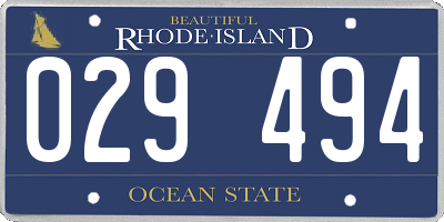 RI license plate 029494