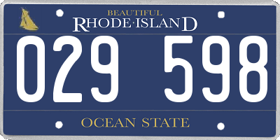 RI license plate 029598