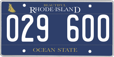RI license plate 029600