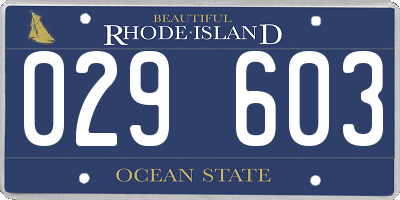 RI license plate 029603