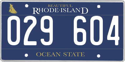 RI license plate 029604