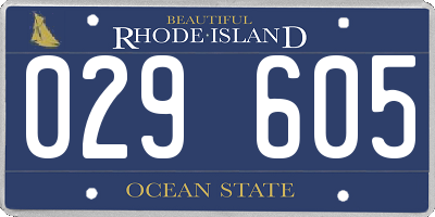 RI license plate 029605