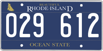 RI license plate 029612
