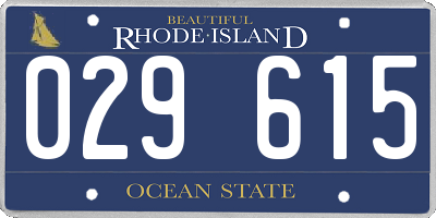 RI license plate 029615
