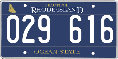 RI license plate 029616