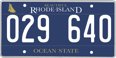 RI license plate 029640