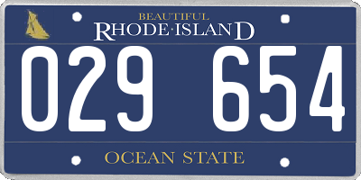 RI license plate 029654