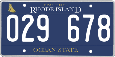 RI license plate 029678