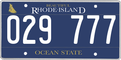 RI license plate 029777